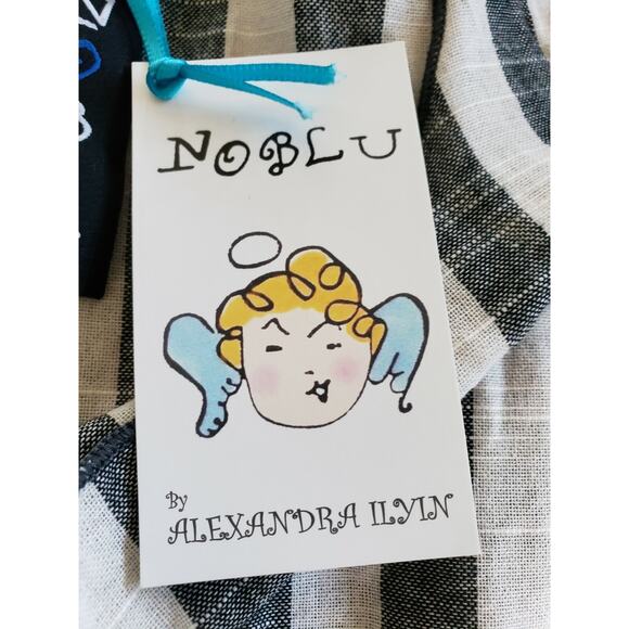 Noblu Alexandra Ilyin Brown & White Striped Dress Size XL Sleeveless Lagenlook - Picture 5 of 7